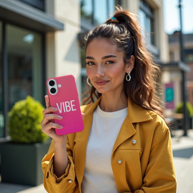 Coque iPhone 16 Sunset Pulse - Corail Magenta Vibrant (Sunset Pulse Case. Jolt of coral magenta color for bold tech VIBE.)