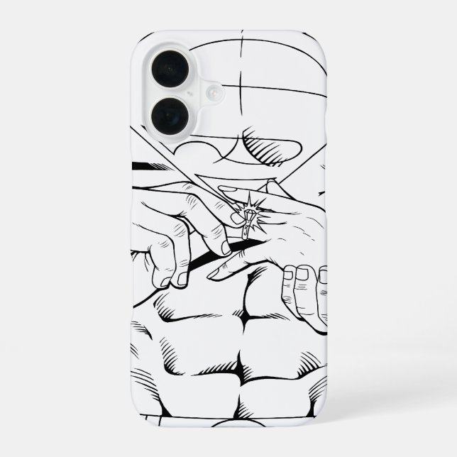 Coque iPhone 16 Superman noir et blanc 3 (Verso)