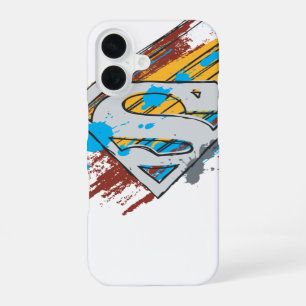 Coque iPhone 16 Superman S-Shield Logo Traînées de peinture