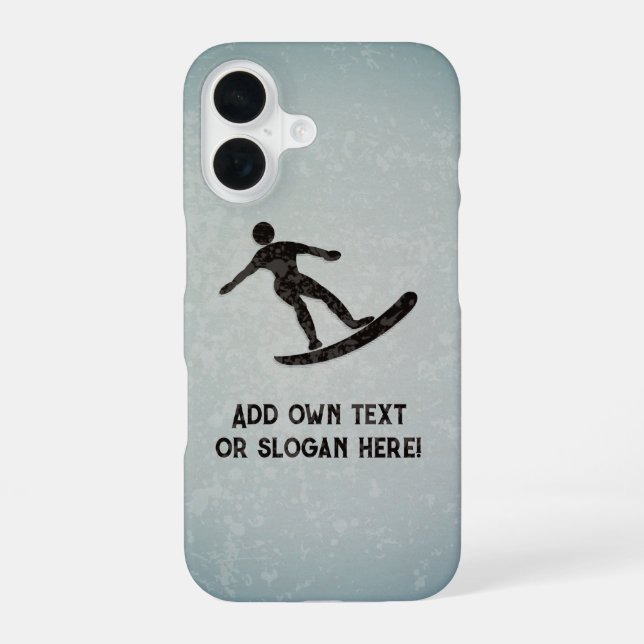 Coque iPhone 16 Surfer sur le look métal, noir et acier gris, sur  (Verso)