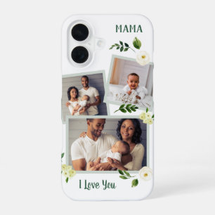 Coque iPhone 16 Sweet Greenery Mama cadeau photo personnalisé