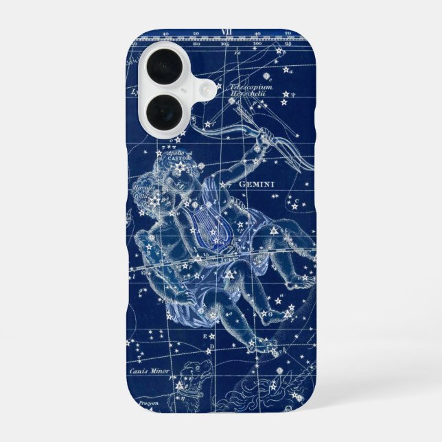 Coque iPhone 16 Symbole Gemini Zodiac Illustration Vintage (Verso)