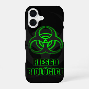 Coque iPhone 16 Symbole Vert Brillant de Risque Biologique