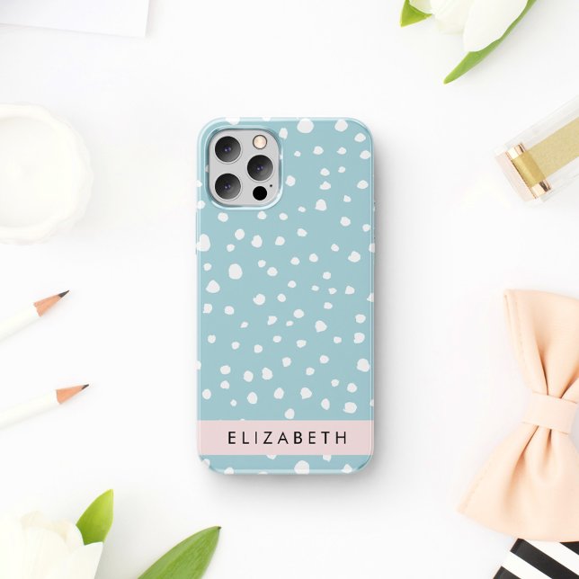 Coque iPhone 16 Taches de dalmatien bleues, Points de dalmatien, V (Créateur téléchargé)