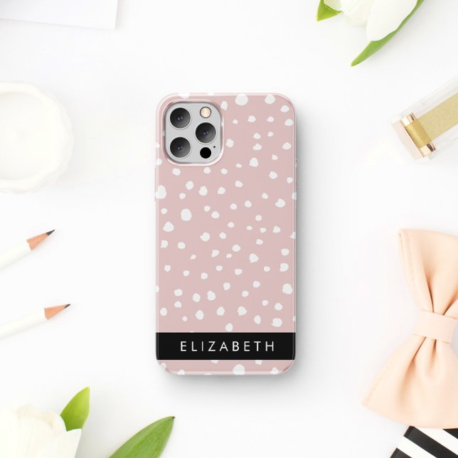Coque iPhone 16 Taches de dalmatien rose, Points de dalmatien, Vot (Créateur téléchargé)