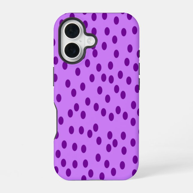 Coque iPhone 16 Taches de polka violet lavande  (Verso)