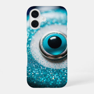 Coque iPhone 16 Talisman en verre pailleté du mauvais œil