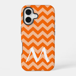 Coque iPhone 16 Tangerine Moroccan Moods Chevrons avec monogramme