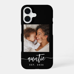 Coque iPhone 16 Tante Établie Écriture Élégante Photo Noir