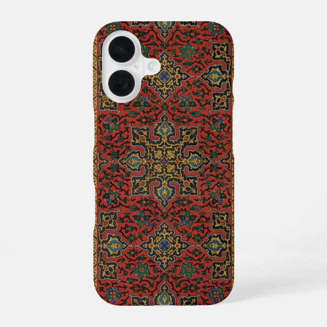 Coque iPhone 16 Tapis persan rouge bleu classique (Verso)