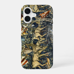 Coque iPhone 16 Tapisserie Art Vintage Cerf & Boucliers de William