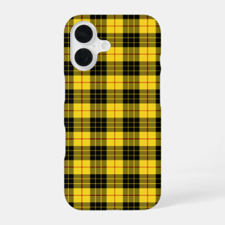Coque iPhone 16 Tartan Clan MacLeod Jaune et Noir à Carreaux
