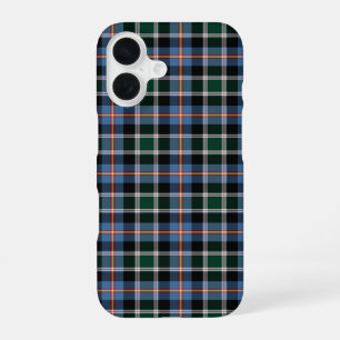 Coque iPhone 16 Tartan Colorado bleu clair et noir à carreaux