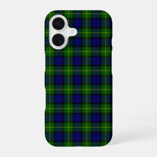Coque iPhone 16 Tartan Gordon bleu vert carreau