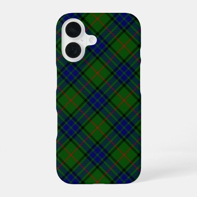 Coque iPhone 16 tartan Lauder bleu vert carreau (Verso)