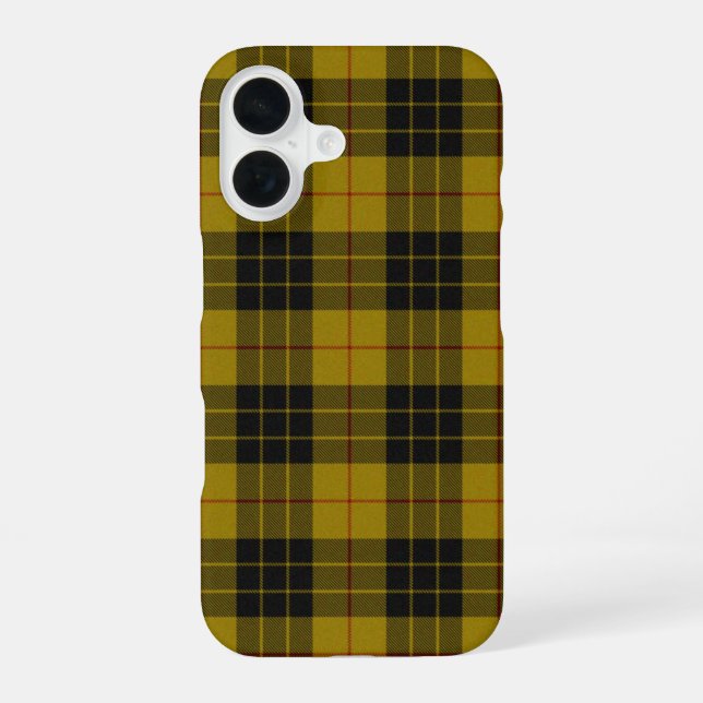 Coque iPhone 16 tartan MacLeod jaune noir carreaux (Verso)