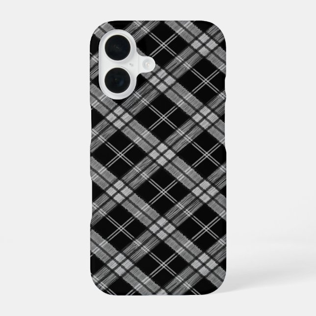 Coque iPhone 16 Tartan noir (Verso)