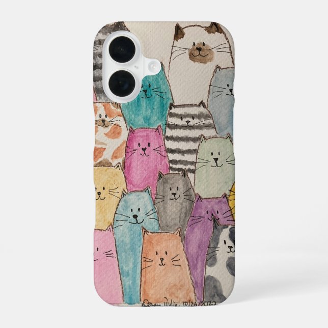 Coque iPhone 16 Tas de chats (Verso)