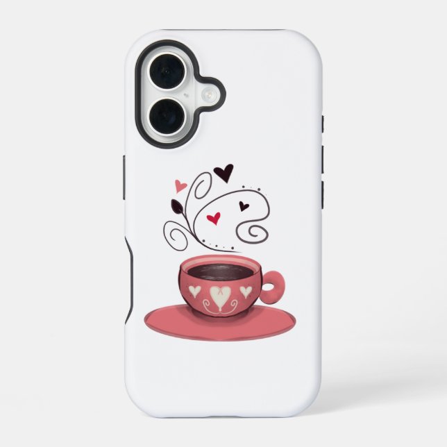 Coque iPhone 16 Tasse à café rose (Verso)