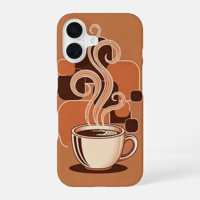Coque iPhone 16 Tasse de café chaud vintage (Verso)