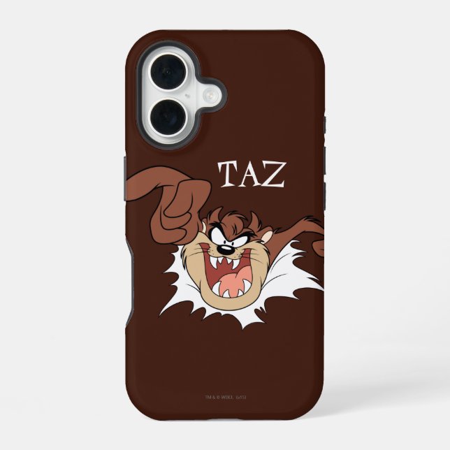 Coque iPhone 16 TAZ™ Faisant Éclater la Page (Verso)