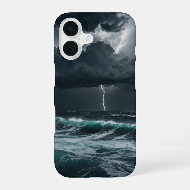 Coque iPhone 16 Tempête sur la mer (Verso)