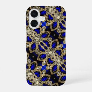 Coque iPhone 16 tendance or turquoise élégant argent bleu profond