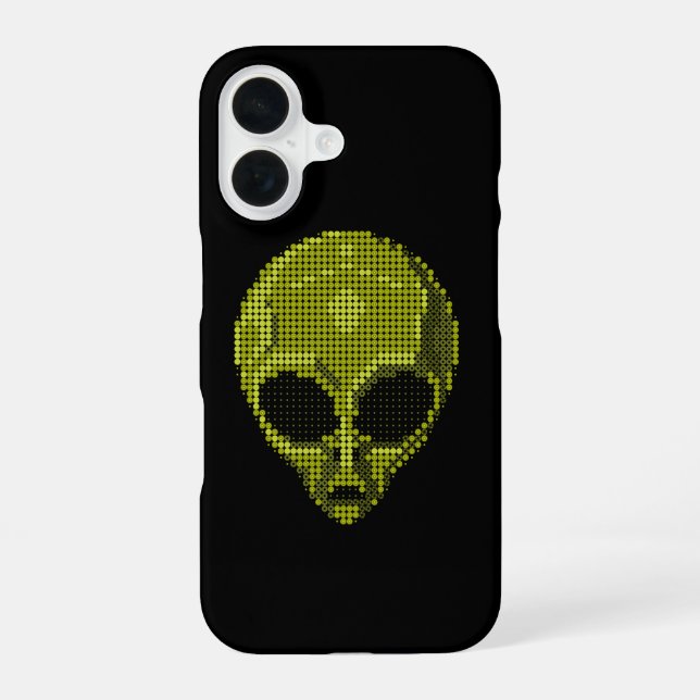 Coque iPhone 16 Tête d'alien vert  (Verso)