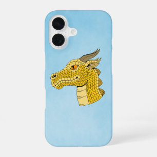 Coque iPhone 16 Tête de dragon doré de profil