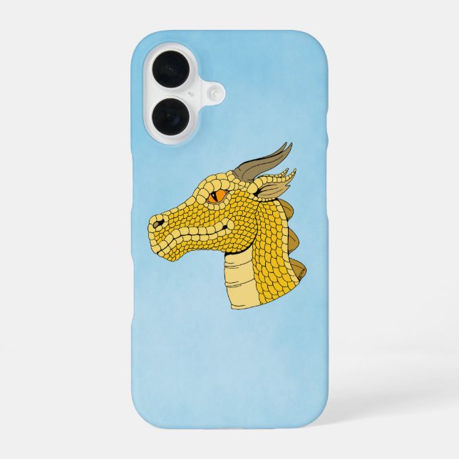 Coque iPhone 16 Tête de dragon doré de profil (Verso)