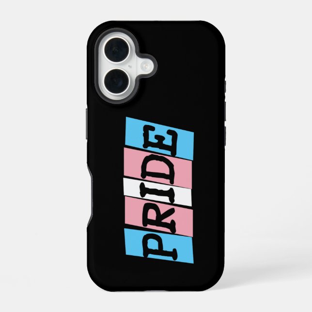 Coque iPhone 16 Texte de la Fierté transgenre (Verso)