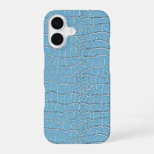 Coque iPhone 16 Texture de cuir bleu esthétique minimaliste modern