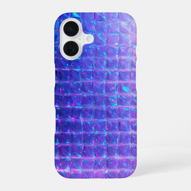 Coque iPhone 16 Texture holographique de prison violet (Verso)