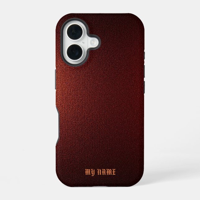 Coque iPhone 16 Texture métallique rouge profonde (Verso)