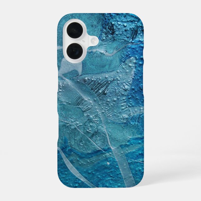 Coque iPhone 16 Texture Turquoise contemporaine (Verso)