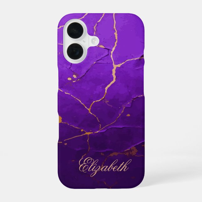 Coque iPhone 16 Texture Violet Fendillé (Verso)