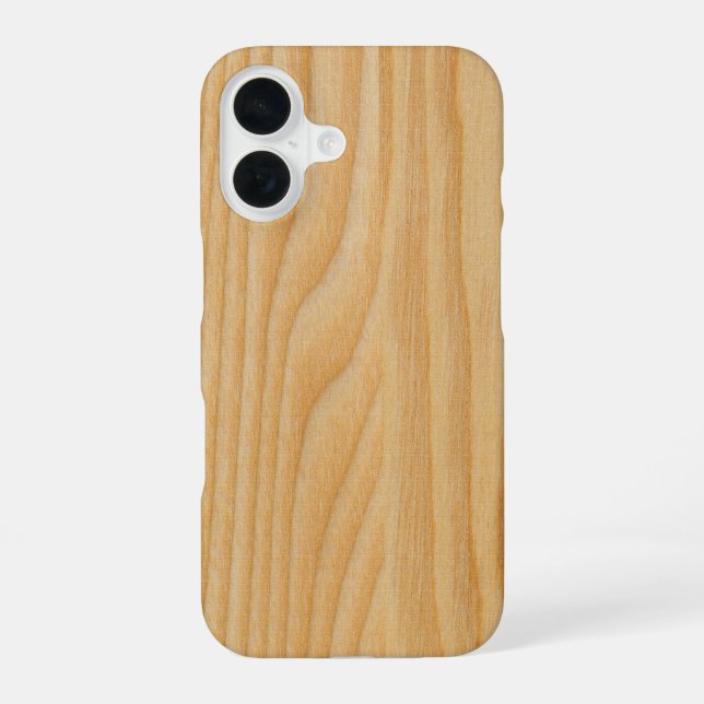 Coque iPhone 16 textures de planches en bois clair (Verso)
