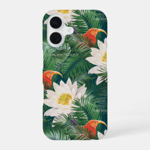 Coque iPhone 16 The White Lotus Oiseaux Tropicaux & Motif Lotus