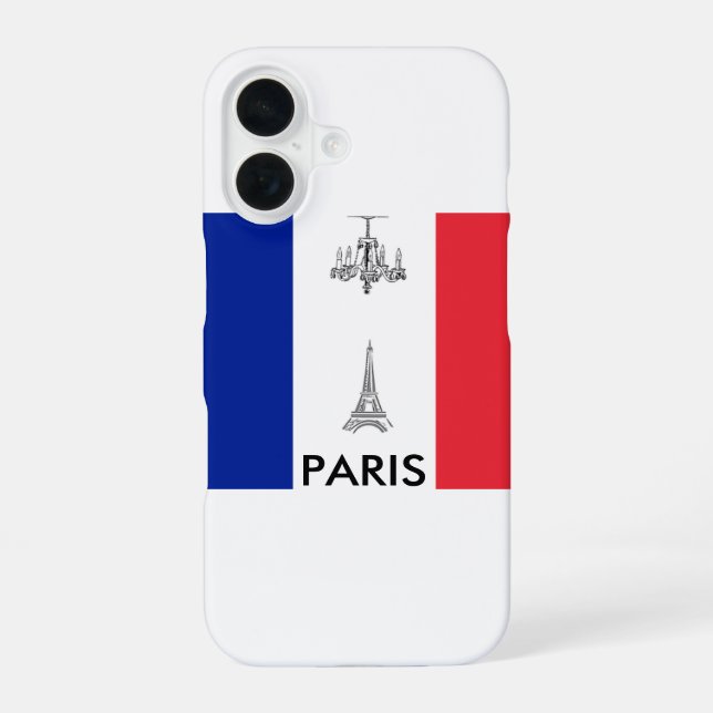Coque iPhone 16 Thème Paris Tour Eiffel Drapeau Français (Verso)