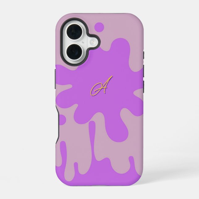 Coque iPhone 16 Thème Pink and Purple Splash (Verso)