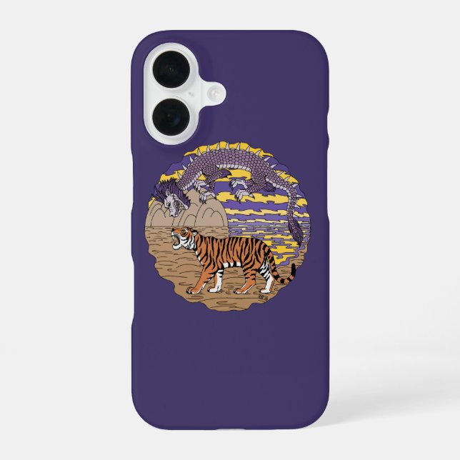 Coque iPhone 16 Tigre et dragon (Verso)