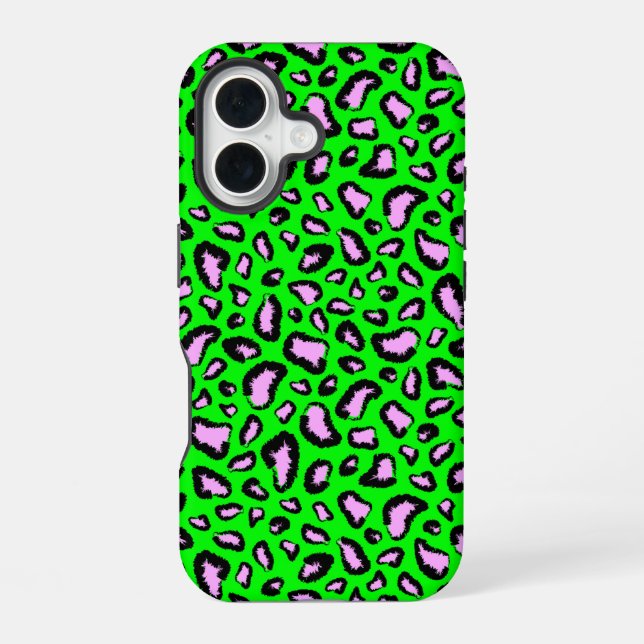 Coque iPhone 16 Tigre vert rose (Verso)