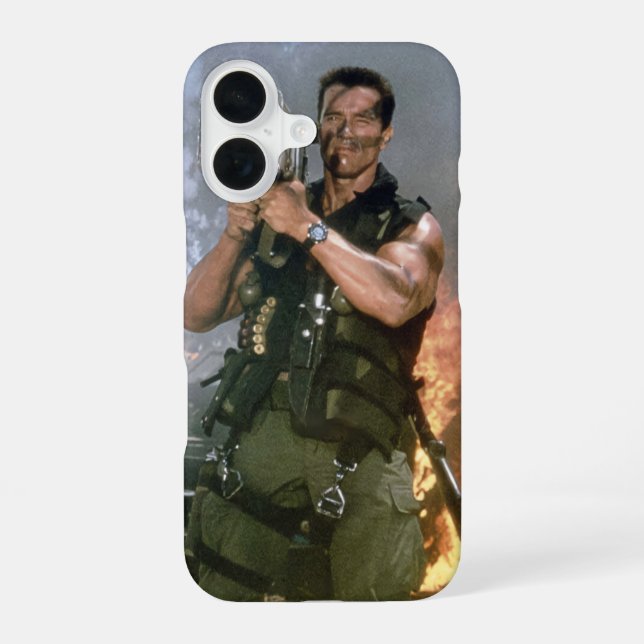 Coque iPhone 16 Tir de fusée Arnold Schwarzeneger (Verso)