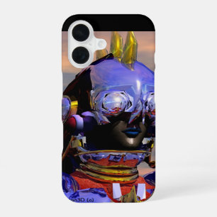 Coque iPhone 16 TITAN CYBORG PORTRAIT Blue Science Fiction, Scifi