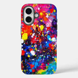 Coque iPhone 16 Toile d'art coloré avec éclaboussures de peinture