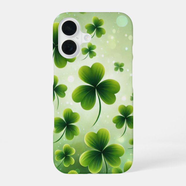 COQUE iPhone 16 TONS DE SHAMROCKS DE CLOVER IRLANDAIS VERT (Verso)