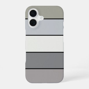 Coque iPhone 16 Tons Gris Avec Bandes Noires Sur Papier Aquarelle