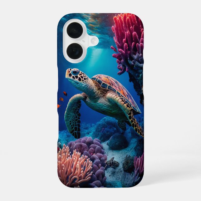 Coque iPhone 16 Tortue heureuse (Verso)