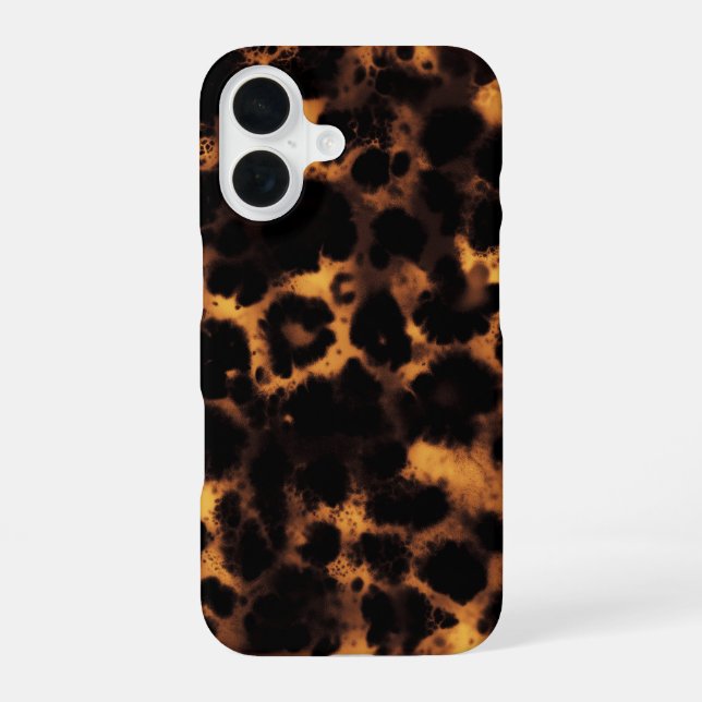 Coque iPhone 16 Tortue Marron Écaille de Tortue Impression Léopard (Verso)