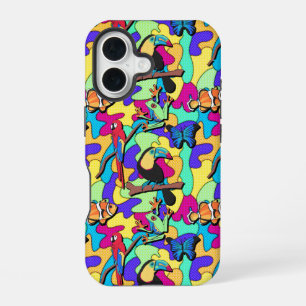 Coque iPhone 16 Toucan Ara Grenouille Clownfish Rétro Tropical